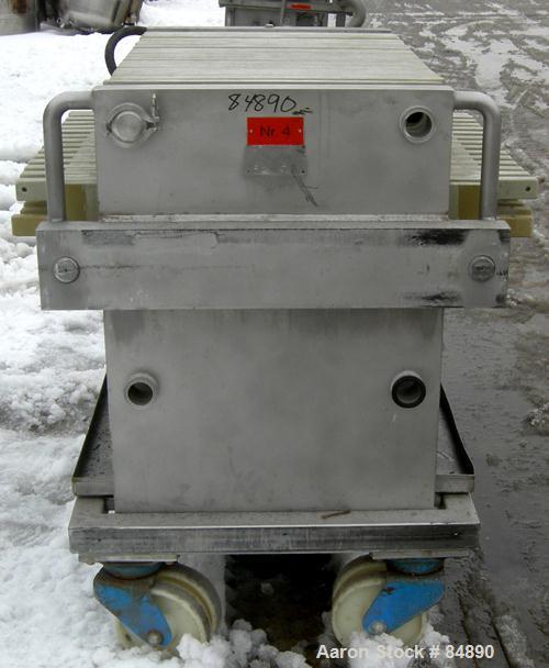 USED: Von Roll plate and frame filter press, type HV3-D-630. 16 polypropylene plates 24" (610mm) x 24" (610mm) and 15 polypropylene frames 24" (610mm) x 24" (610mm), 1-1/4" thick. Approximately 128 s...