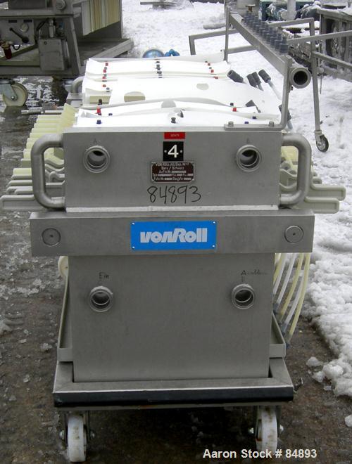 USED: Von Roll Filter Press. 16 polypropylene plates, 19-1/2" (495mm) x 19-1/2" (495mm). Approximately 39.6 square foot filt...