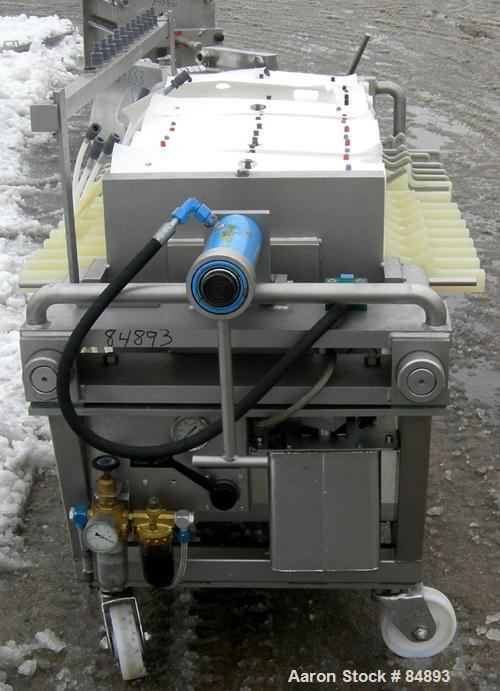 USED: Von Roll Filter Press. 16 polypropylene plates, 19-1/2" (495mm) x 19-1/2" (495mm). Approximately 39.6 square foot filter area, approximately 3.3 cubic feet cake capacity. Corner feed, corner di...