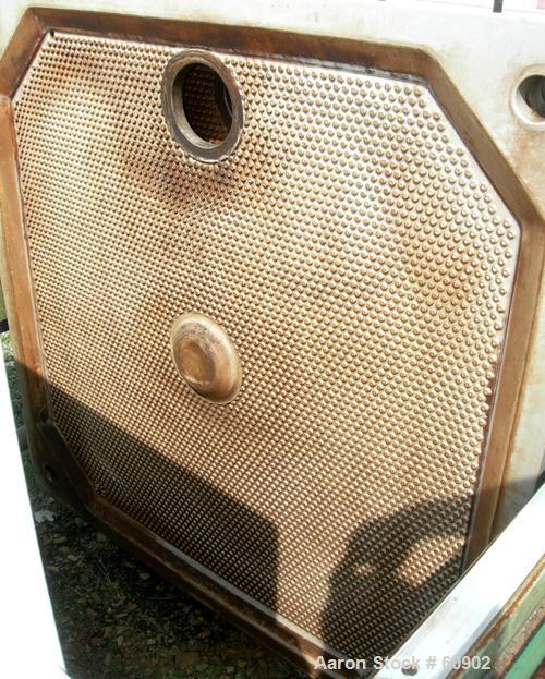 Used Von Roll Filter Press, Type HV5-V-1200. Polypropylene and carbon steel construction. 864 square feet (96 m2) in filtration area. 42 pieces of 47" x 47" x 1.9" thick polypropylene plates (1200 mm...