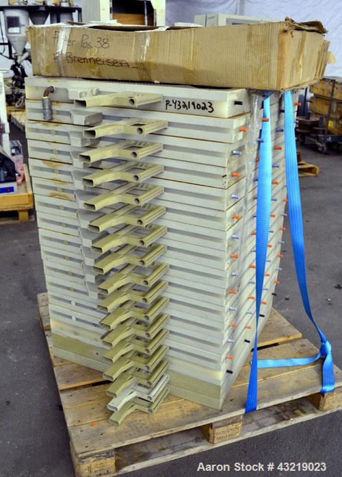 Used Von Roll Filter Press, Type HV5R-800. (16) Polypropylene plates 31.2” x 31.2” (800 mm x 800 mm), (1) head, (1) tail, (1) spacer plates. Approximate 89 square feet (11.2 m3) filtration area, appr...