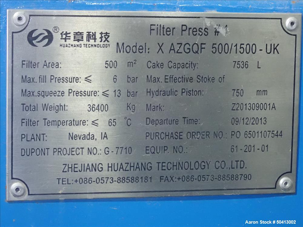 Used- Zhejiang Huazhang Technology 500 Square Meter (Approximately 5380 Sqft.)