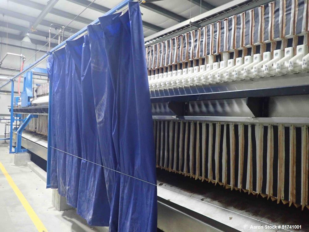 Used Zhejiang Huazhang Technology 500 Square Meter (Approximately 5380 Square Foot) Membrane Filter Press, Model X AZGQF 500/1500  UK, S/N 61-201-01. Filter area: 500 square meter. Cake capacity: 753...