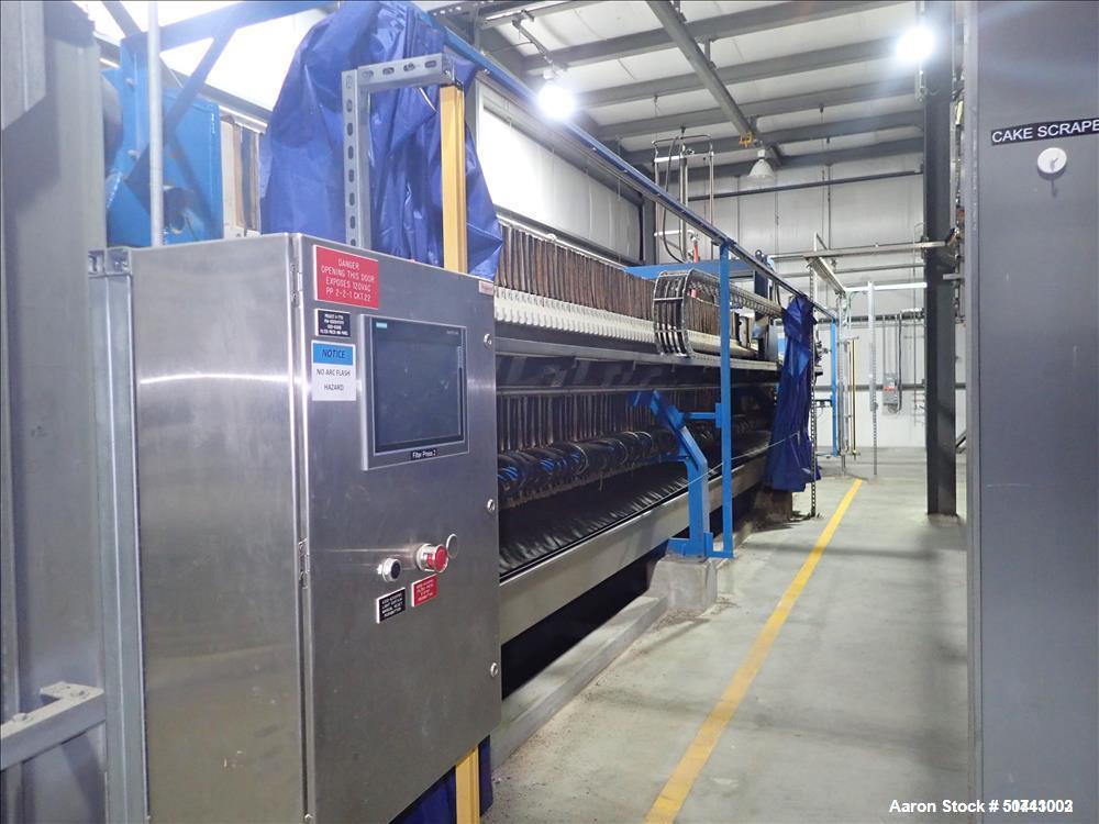 Used Zhejiang Huazhang Technology 500 Square Meter (Approximately 5380 Square Foot) Membrane Filter Press, Model X AZGQF 500/1500  UK, S/N 61-201-01. Filter area: 500 square meter. Cake capacity: 753...