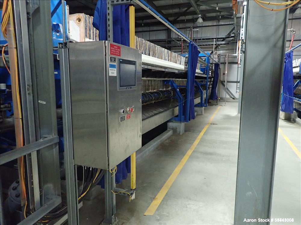 Used Zhejiang Huazhang Technology 500 Square Meter (Approximately 5380 Square Foot) Membrane Filter Press, Model X AZGQF 500/1500  UK, S/N 61-201-01. Filter area: 500 square meter. Cake capacity: 753...