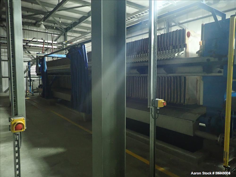 Used Zhejiang Huazhang Technology 500 Square Meter (Approximately 5380 Square Foot) Membrane Filter Press, Model X AZGQF 500/1500  UK, S/N 61-201-01. Filter area: 500 square meter. Cake capacity: 753...