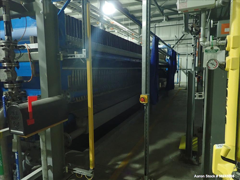 Used Zhejiang Huazhang Technology 500 Square Meter (Approximately 5380 Square Foot) Membrane Filter Press, Model X AZGQF 500/1500  UK, S/N 61-201-01. Filter area: 500 square meter. Cake capacity: 753...