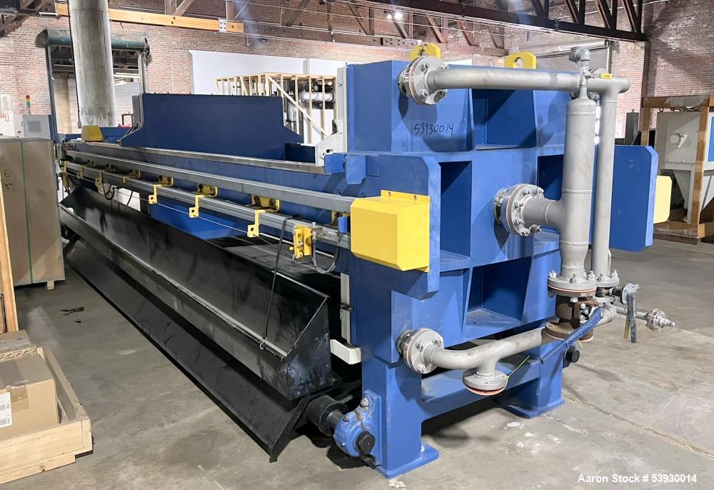 Industrial Filter Press for Sale – HEI 4x4 Polypropylene Plates + Controls – 1000 Sq Ft Capacity with Hydraulic Power Pack.