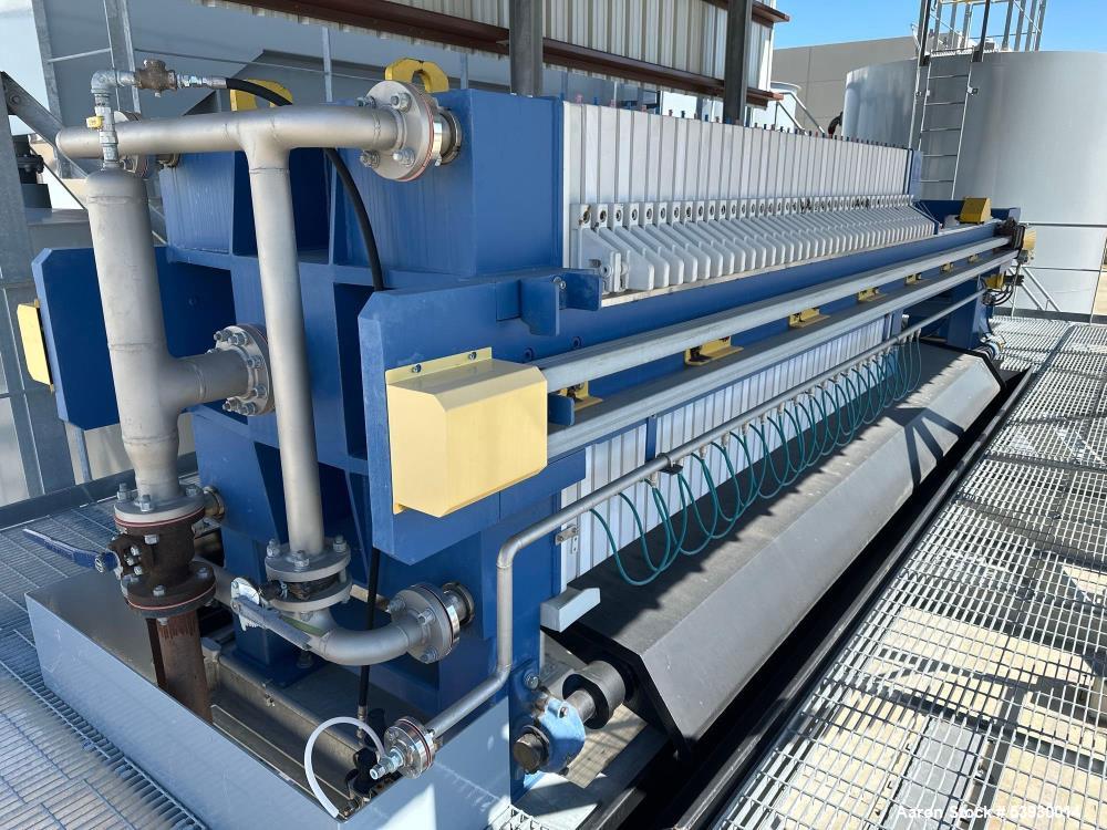 Industrial Filter Press for Sale – HEI 4x4 Polypropylene Plates + Controls – 1000 Sq Ft Capacity with Hydraulic Power Pack.