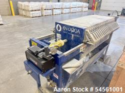 Used Evoqua Water Technologies J-Press Sidebar Filter Press, Model 470G32-20-3DYLW. Heavy-duty industrial filter press featu...