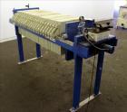 Used K.F. Industrial Service Filter Press, Carbon Steel. Approximate 40.8 square feet surface area, approximate 3.4 cubic feet cake capacity. (22) 16