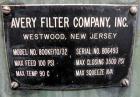 Used Avery Filter Company Filter Press, Model 800KF/10/32. (15) 800mmx 800mm x approximate 1/2” recess polypropylene filter plates. Approximately 80 square feet filter area, 3.4 cubic feet cake capac...