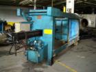 USED: Duriron plate and frame filter press with mild steel frame, hydraulic ram closure and approximately 40