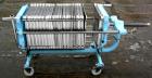 USED: Filtrox plate and frame polishing press, 304 stainless steel. 22 stainless steel plates 15-1/2