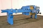Used JWI J Press Filter Press, Model 1000N32-12/30-10/25SYLS. (12) 39.3” x 39.3” x 1/2'' recess polypropylene plates, (1) head, (1) tail plate. Approximately 206 square feet filter area, 10 cubic fee...