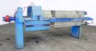 Used JWI Filter Press, Model 630G32-10/13-3/4SYLS. (25) 24.8'' x 24.8'' x 2-1/2'' Thick x 1/2'' recess polypropylene plates, (1) head, (1) tail plate. Approximately105.3 square feet filter area, 8.7 ...