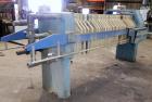 Used JWI Filter Press, Model 630G32-10/13-3/4SYLS. (25) 24.8'' x 24.8'' x 2-1/2'' Thick x 1/2'' recess polypropylene plates, (1) head, (1) tail plate. Approximately105.3 square feet filter area, 8.7 ...