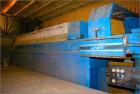 Used JWI filter press, 75 cubic feet, 1200G32-62-755A, 3506. Max filtration pressure 100 psi, hydraulic closing pressure 2800 psi. Contains new filter cloths.