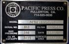 Used Pacific Press Filter Press Skeleton Only, Model P470E138A-3/5R. Requires 470mm plates. Maximum filter area 52-86 square feet, maximum cake capacity 3-5 cubic feet. Includes an automatic pump con...