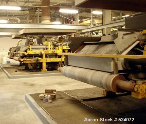 USED: Arus-Andritz belt filter press, 2 meter. Carbon steel frame,fiberglass hood.