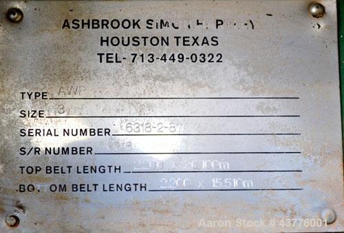 Used Ashbrook-Simon-Hartley Winklepress Belt Filter Press, Type AWP