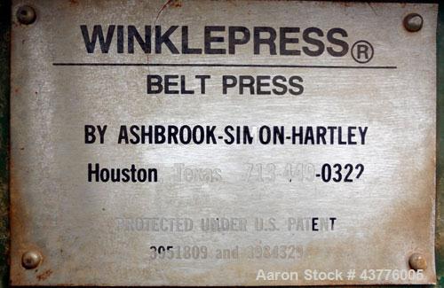 Used Ashbrook-Simon-Hartley Winklepress Belt Filter Press, Type WP