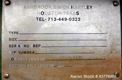 Used Ashbrook-Simon-Hartley Winklepress Belt Filter Press, Type WP