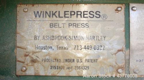 Used- Ashbrook-Simon-Hartley Winklepress Belt Filter Press, Type WP