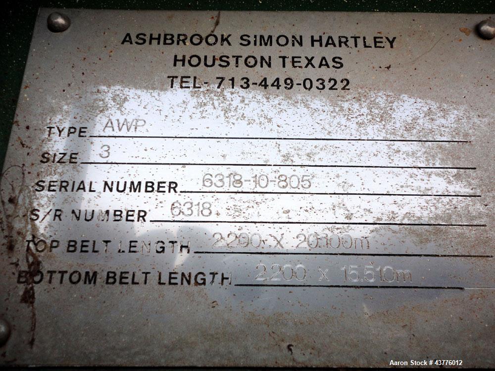 Used Ashbrook-Simon-Hartley Winklepress Belt Filter Press, Type AWP