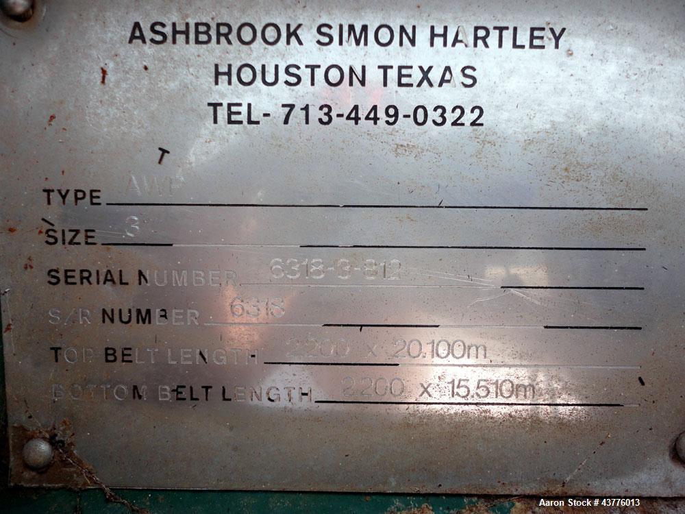 Used Ashbrook-Simon-Hartley Winklepress Belt Filter Press, Type AWP