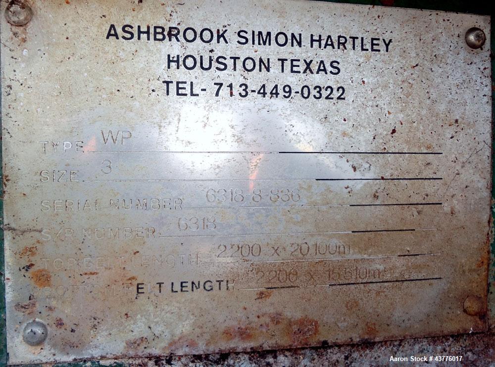 Used Ashbrook-Simon-Hartley Winklepress Belt Filter Press, Type WP
