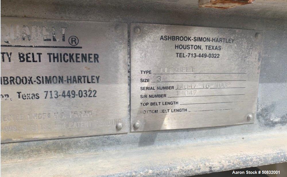 Used Ashbrook-Simon-Hartley Gravity Belt Thickener