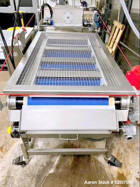 Used Voran Belt Press, Model EBP650, 304 Stainless Steel Construction. 650mm (25.59") Belt width. Capacity of 1.7 ton hourly production, 75% juice yield, 2-4 minutes contact time, 35-71 in/min belt s...