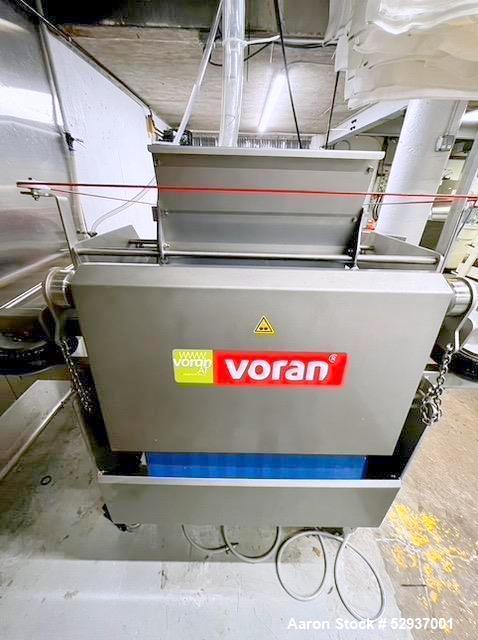 Used Voran Belt Press, Model EBP650, 304 Stainless Steel Construction. 650mm (25.59") Belt width. Capacity of 1.7 ton hourly production, 75% juice yield, 2-4 minutes contact time, 35-71 in/min belt s...