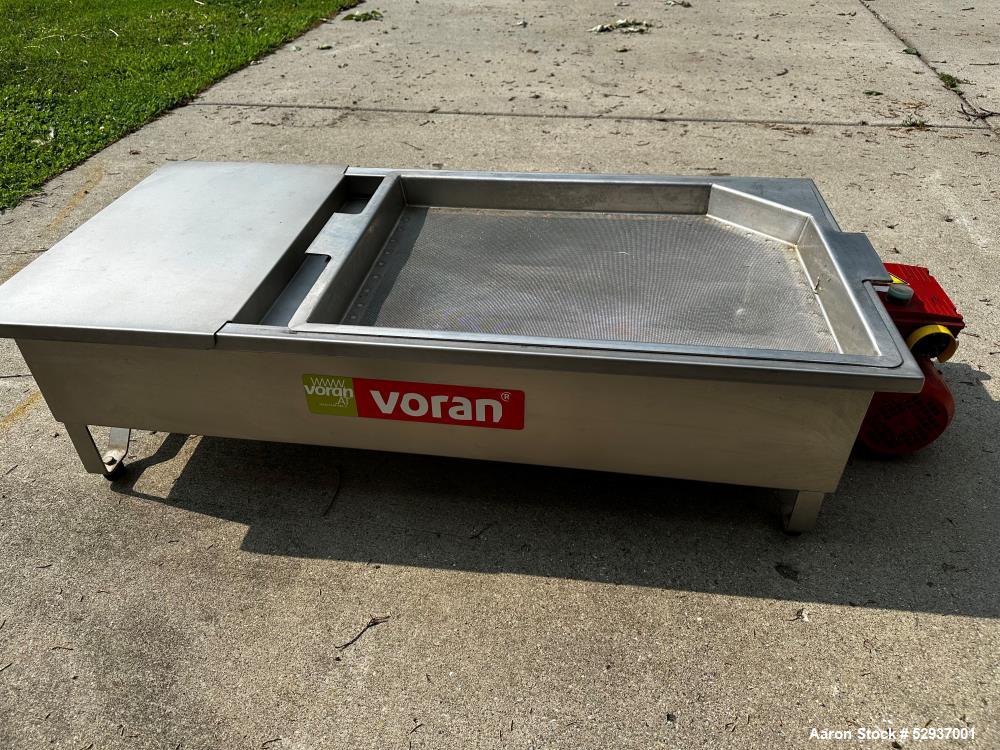 Used Voran Belt Press, Model EBP650, 304 Stainless Steel Construction. 650mm (25.59") Belt width. Capacity of 1.7 ton hourly production, 75% juice yield, 2-4 minutes contact time, 35-71 in/min belt s...