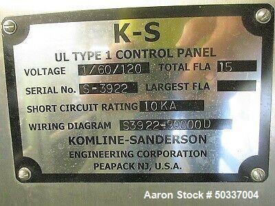 Used- Komline Sanderson Kompress Belt Filter Press