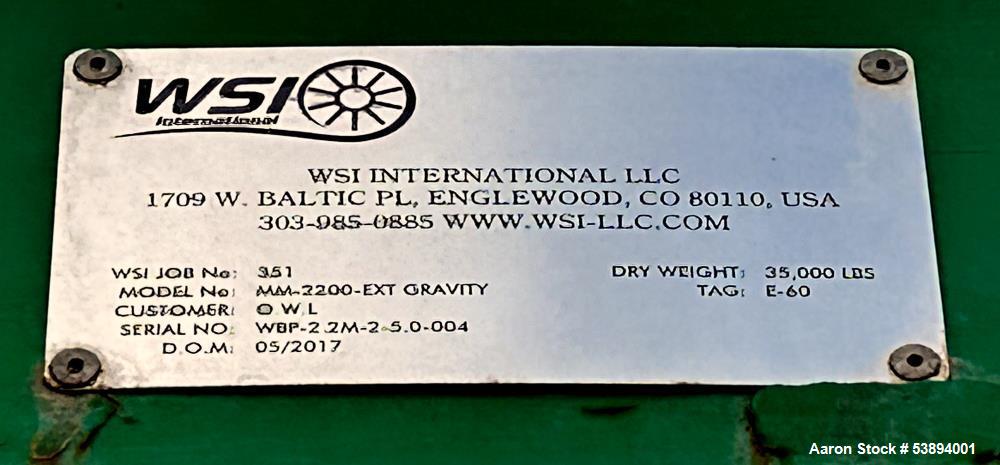 Used WSI 2.2 Meter Extended Gravity Twin Wire Mud Press, Model MM-2200-EXT