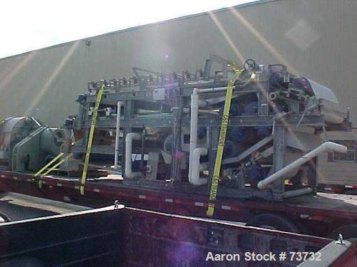 Used Ashbrook Belt Filter Press, Model KLAMPRESS 8/90. 1 Meter wide dewatering belt. Has stainless steel wetted parts and stainless steel screw conveyor. OAL 22'.