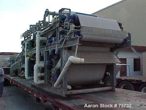 Used Ashbrook Belt Filter Press, Model KLAMPRESS 8/90. 1 Meter wide dewatering belt. Has stainless steel wetted parts and stainless steel screw conveyor. OAL 22'.