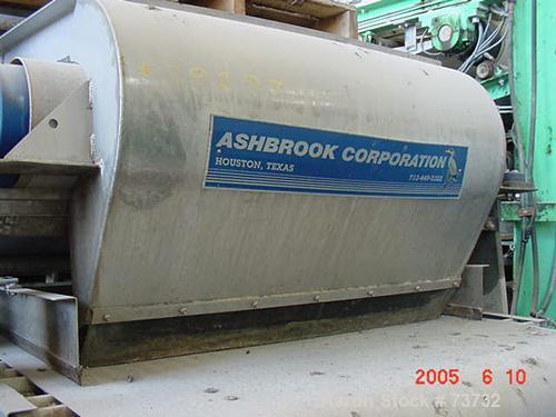 Used Ashbrook Belt Filter Press, Model KLAMPRESS 8/90. 1 Meter wide dewatering belt. Has stainless steel wetted parts and stainless steel screw conveyor. OAL 22'.