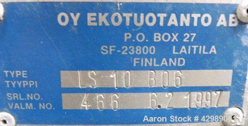 Used OY Ekotuotanto AB Belt Press, Type LS 10 B06, 304 Stainless Steel. Approximate 220 square feet (21.4 m2) filtration area. Approximate 27-1/2’’ wide belt, speed 6'5"-65' (2-20 meters) per minute....