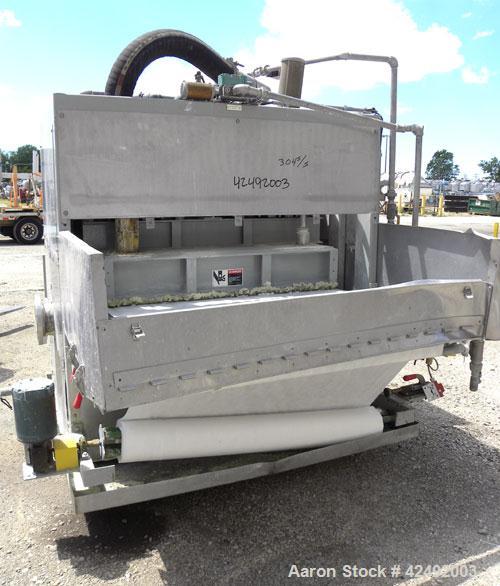Used Oberlin Automatic Pressure Filter, Model OPF-12, Carbon Steel. 12 Square feet filter area. Approximate press area 36" x 48". End discharge. Cloth advance driven by a 1/4 hp, 3/60/230/460 volt, 1...