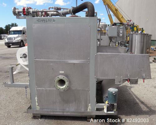 Used Oberlin Automatic Pressure Filter, Model OPF-12, Carbon Steel. 12 Square feet filter area. Approximate press area 36" x 48". End discharge. Cloth advance driven by a 1/4 hp, 3/60/230/460 volt, 1...