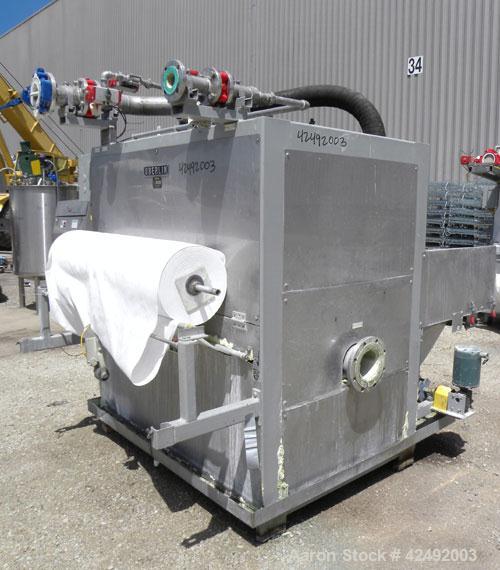 Used Oberlin Automatic Pressure Filter, Model OPF-12, Carbon Steel. 12 Square feet filter area. Approximate press area 36" x 48". End discharge. Cloth advance driven by a 1/4 hp, 3/60/230/460 volt, 1...