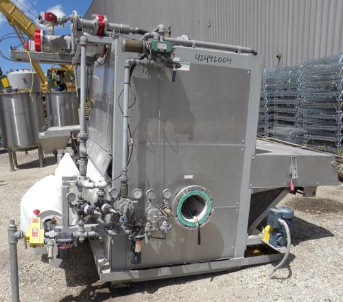 Used Oberlin Automatic Pressure Filter, Model OPF-12, Carbon Steel. 12 Square feet filter area. Approximate press area 36" x 48". End discharge. Cloth advance driven by a 1/2 hp, 3/60/230/460 volt, 1...