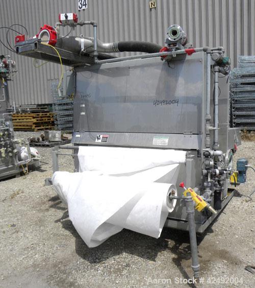 Used Oberlin Automatic Pressure Filter, Model OPF-12, Carbon Steel. 12 Square feet filter area. Approximate press area 36" x 48". End discharge. Cloth advance driven by a 1/2 hp, 3/60/230/460 volt, 1...