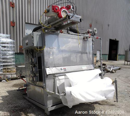 Used Oberlin Automatic Pressure Filter, Model OPF-12, Carbon Steel. 12 Square feet filter area. Approximate press area 36" x 48". End discharge. Cloth advance driven by a 1/2 hp, 3/60/230/460 volt, 1...