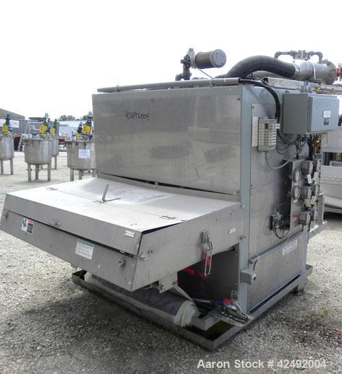 Used Oberlin Automatic Pressure Filter, Model OPF-12, Carbon Steel. 12 Square feet filter area. Approximate press area 36" x 48". End discharge. Cloth advance driven by a 1/2 hp, 3/60/230/460 volt, 1...