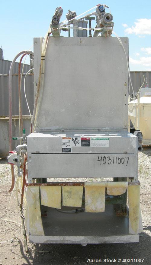 Used Oberlin Automatic Pressure Filter, model OPF-4, stainless steel and carbon steel construction. 4 square feet filter area. 28'' wide x 60'' long belt. Approximate press area 25'' x 29''. Bottom d...
