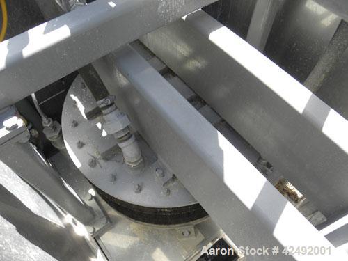 Used Oberlin Automatic Pressure Filter, Model OPF 4 Carbon Steel. 4 Square feet filter area. Approximate press area 24" x 28". End discharge. Cloth advance/roll up each driven by a 1/4 hp, 3/60/208-2...